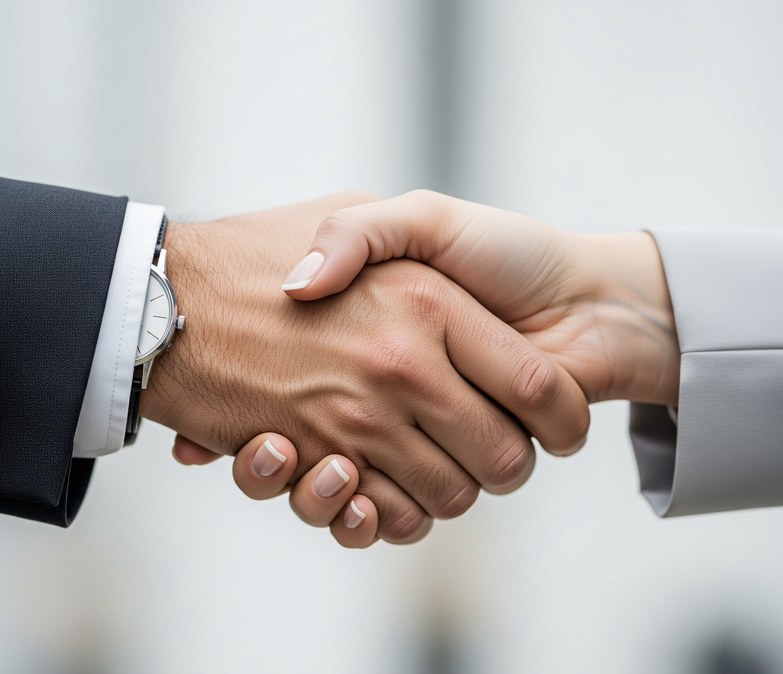 man and woman shaking hands